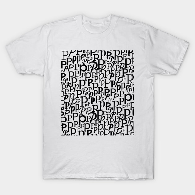 P - Typography (Black) T-Shirt by gillianembers